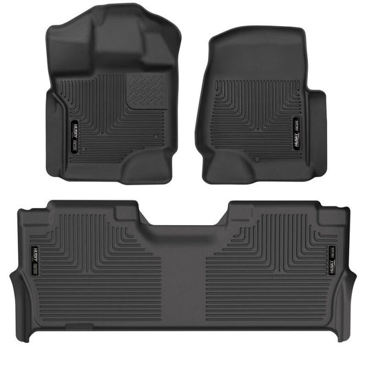 Husky Liners X - Act Contour Front & Second Row Floor Liners - Black | 2021 - 2025 Ford F150 - Stateside Performance - Floor Mats - Rubber - Husky Liners - Husky Liners X - Act Contour Front & Second Row Floor Liners - Black | 2021 - 2025 Ford F150