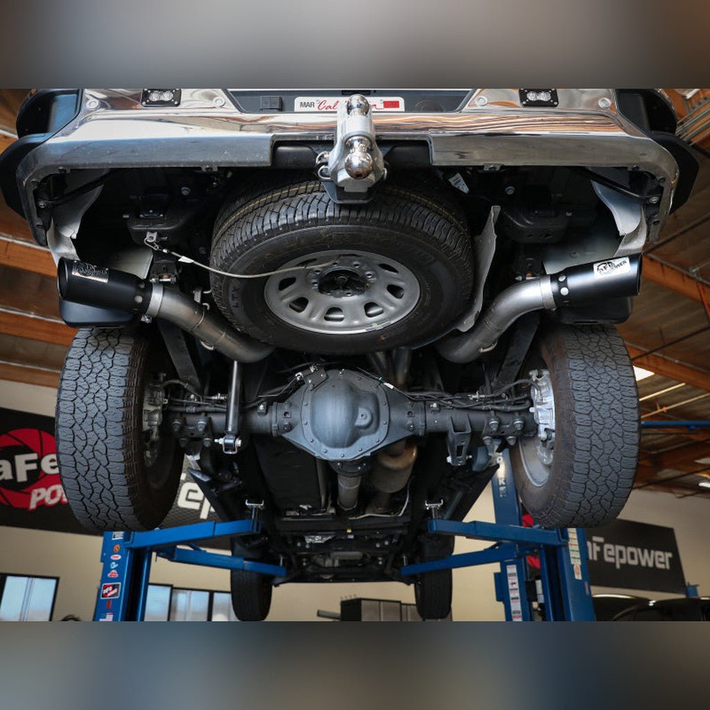 aFe Large Bore-HD DPF-Back Exhaust System - 4 in 409SS w/ Black Tip | 2020-2026 GMC Sierra 2500HD - Stateside Performance - DPF Back - aFe - aFe Large Bore-HD DPF-Back Exhaust System - 4 in 409SS w/ Black Tip | 2020-2026 GMC Sierra 2500HD