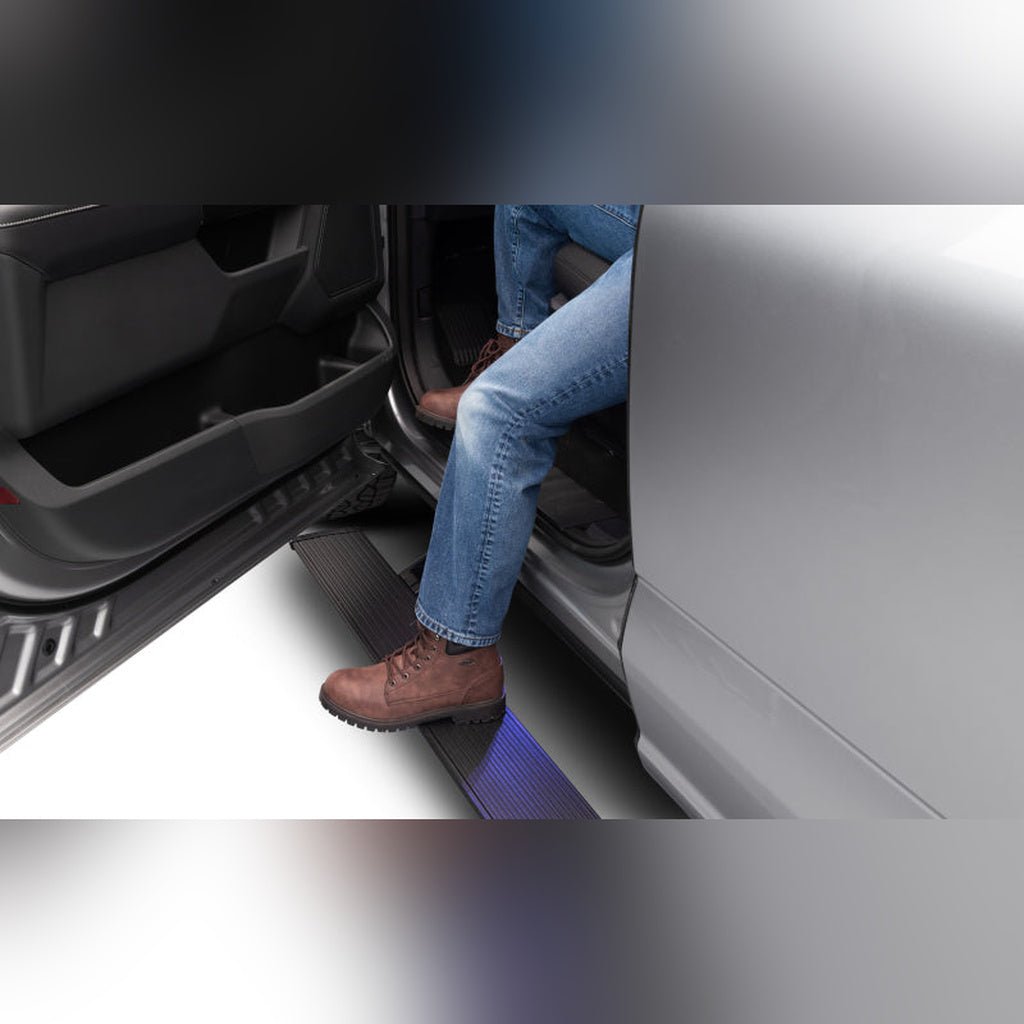 AMP Research PowerStep Plug N Play Retractable Running Boards - Black | 2021-2026 Ford F150 Raptor - Stateside Performance - Running Boards - AMP Research - AMP Research PowerStep Plug N Play Retractable Running Boards - Black | 2021-2026 Ford F150 Raptor