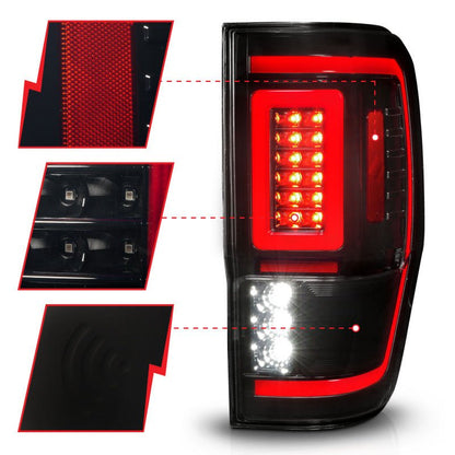 ANZO Full LED Tail Lights w/ Light Bar Sequential Signal - Black Housing/Smoke Lens | 2019-2023 Ford Ranger - Stateside Performance - Tail Lights - ANZO - ANZO Full LED Tail Lights w/ Light Bar Sequential Signal - Black Housing/Smoke Lens | 2019-2023 Ford Ranger
