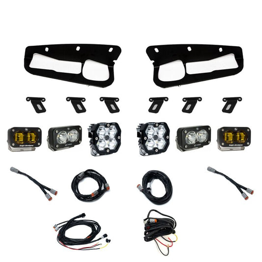 Baja Designs Squadron 2.0 Pro Spot & S2 Pro D/C Clear & S2 SAE Amber Fog Light Kit - Steel Bumper | 2022-2026 Ford Bronco Raptor - Stateside Performance - Light Bars & Cubes - Baja Designs - Baja Designs Squadron 2.0 Pro Spot & S2 Pro D/C Clear & S2 SAE Amber Fog Light Kit - Steel Bumper | 2022-2026 Ford Bronco Raptor