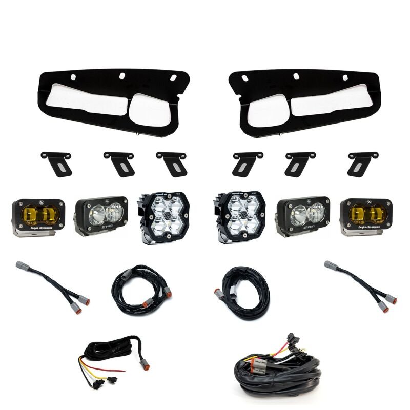 Baja Designs Squadron 2.0 Pro Spot & S2 Pro/SAE Amber LED Fog Pocket Kit - Steel Bumper w/ Upfitter | 2022-2026 Ford Bronco Raptor - Stateside Performance - Light Bars & Cubes - Baja Designs - Baja Designs Squadron 2.0 Pro Spot & S2 Pro/SAE Amber LED Fog Pocket Kit - Steel Bumper w/ Upfitter | 2022-2026 Ford Bronco Raptor