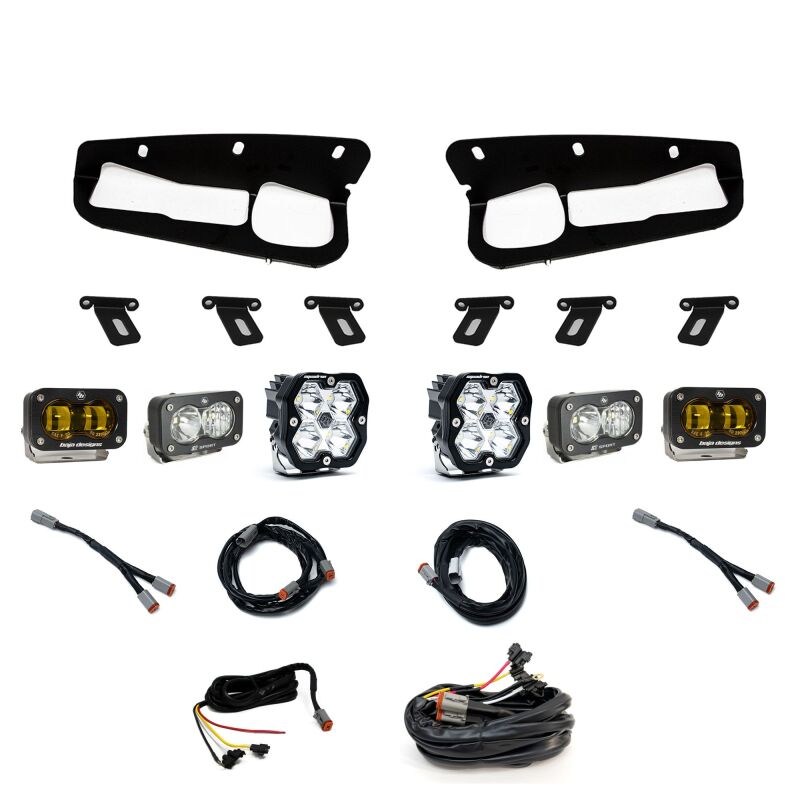 Baja Designs Squadron 2.0 Sport Spot & S2 Sport SAE Amber Bumper LED Light Kit w/ Upfitter | 2022-2026 Ford Bronco Raptor - Stateside Performance - Light Bars & Cubes - Baja Designs - Baja Designs Squadron 2.0 Sport Spot & S2 Sport SAE Amber Bumper LED Light Kit w/ Upfitter | 2022-2026 Ford Bronco Raptor