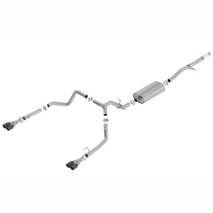 Borla Touring Cat-Back Exhaust System - Quad Black Chrome Round Tips | 2019-2025 GMC Sierra 1500 - Stateside Performance - Catback - Borla - Borla Touring Cat-Back Exhaust System - Quad Black Chrome Round Tips | 2019-2025 GMC Sierra 1500