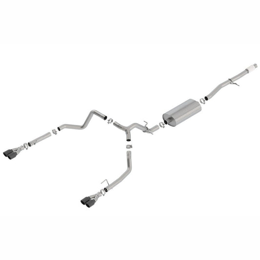 Borla Touring Cat-Back Exhaust System - Quad Black Chrome Round Tips | 2019-2025 GMC Sierra 1500 - Stateside Performance - Catback - Borla - Borla Touring Cat-Back Exhaust System - Quad Black Chrome Round Tips | 2019-2025 GMC Sierra 1500
