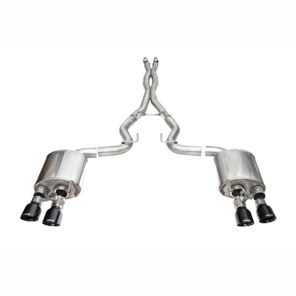 CORSA 3in Dual Rear Cat-Back Exhaust w/Twin 4.5in Black PVD Slash Tips | 2024-2025 Ford Mustang - Stateside Performance - Catback - CORSA Performance - CORSA 3in Dual Rear Cat-Back Exhaust w/Twin 4.5in Black PVD Slash Tips | 2024-2025 Ford Mustang