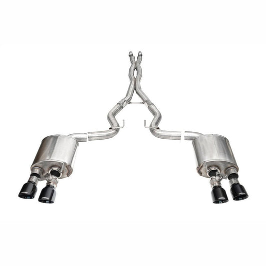 CORSA 3in Dual Rear Cat-Back Exhaust w/Twin 4.5in Black PVD Slash Tips | 2024-2025 Ford Mustang - Stateside Performance - Catback - CORSA Performance - CORSA 3in Dual Rear Cat-Back Exhaust w/Twin 4.5in Black PVD Slash Tips | 2024-2025 Ford Mustang