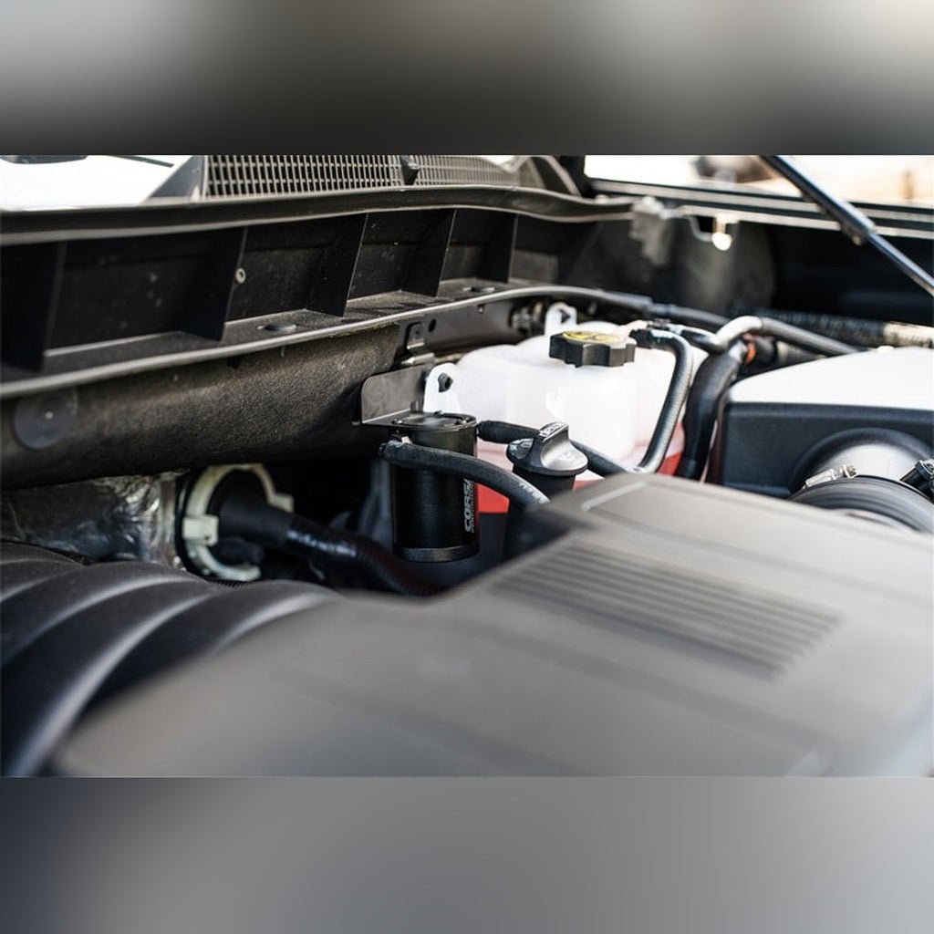 Corsa Aluminum Oil Catch Can | 2019-2024 Chevy Silverado 1500 - Stateside Performance - Oil Catch Cans - CORSA Performance - Corsa Aluminum Oil Catch Can | 2019-2024 Chevy Silverado 1500