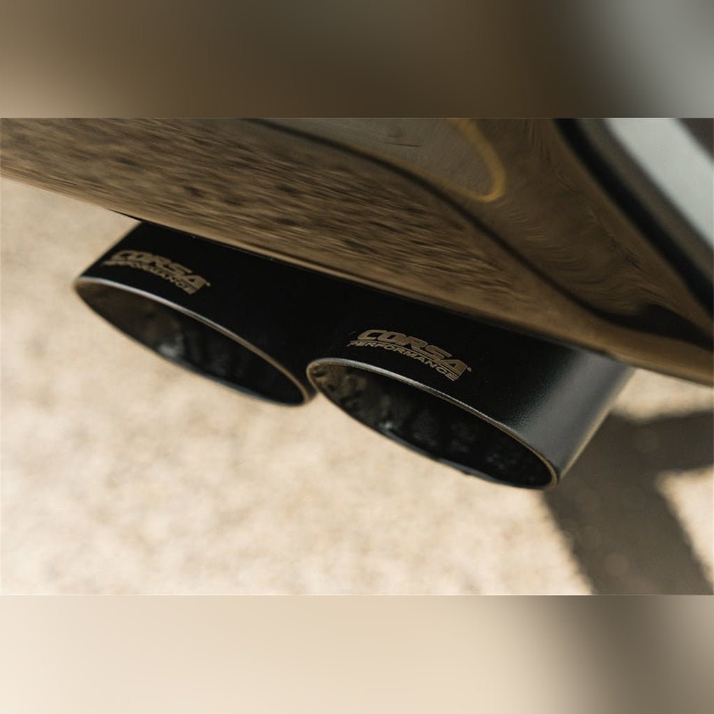 CORSA Performance Cat-Back Exhaust System - Dual Rear Exit w/ Twin 4 in Black Tips | 2022-2024 GMC Sierra 1500 - Stateside Performance - Catback - CORSA Performance - CORSA Performance Cat-Back Exhaust System - Dual Rear Exit w/ Twin 4 in Black Tips | 2022-2024 GMC Sierra 1500
