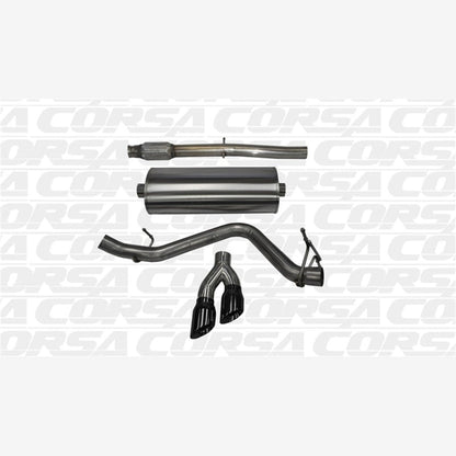 CORSA Sport Cat-Back Exhaust System - Crew Cab/Short Bed, Single Side, Black Tips | 2014-2018 GMC Sierra 1500 - Stateside Performance - Catback - CORSA Performance - CORSA Sport Cat-Back Exhaust System - Crew Cab/Short Bed, Single Side, Black Tips | 2014-2018 GMC Sierra 1500
