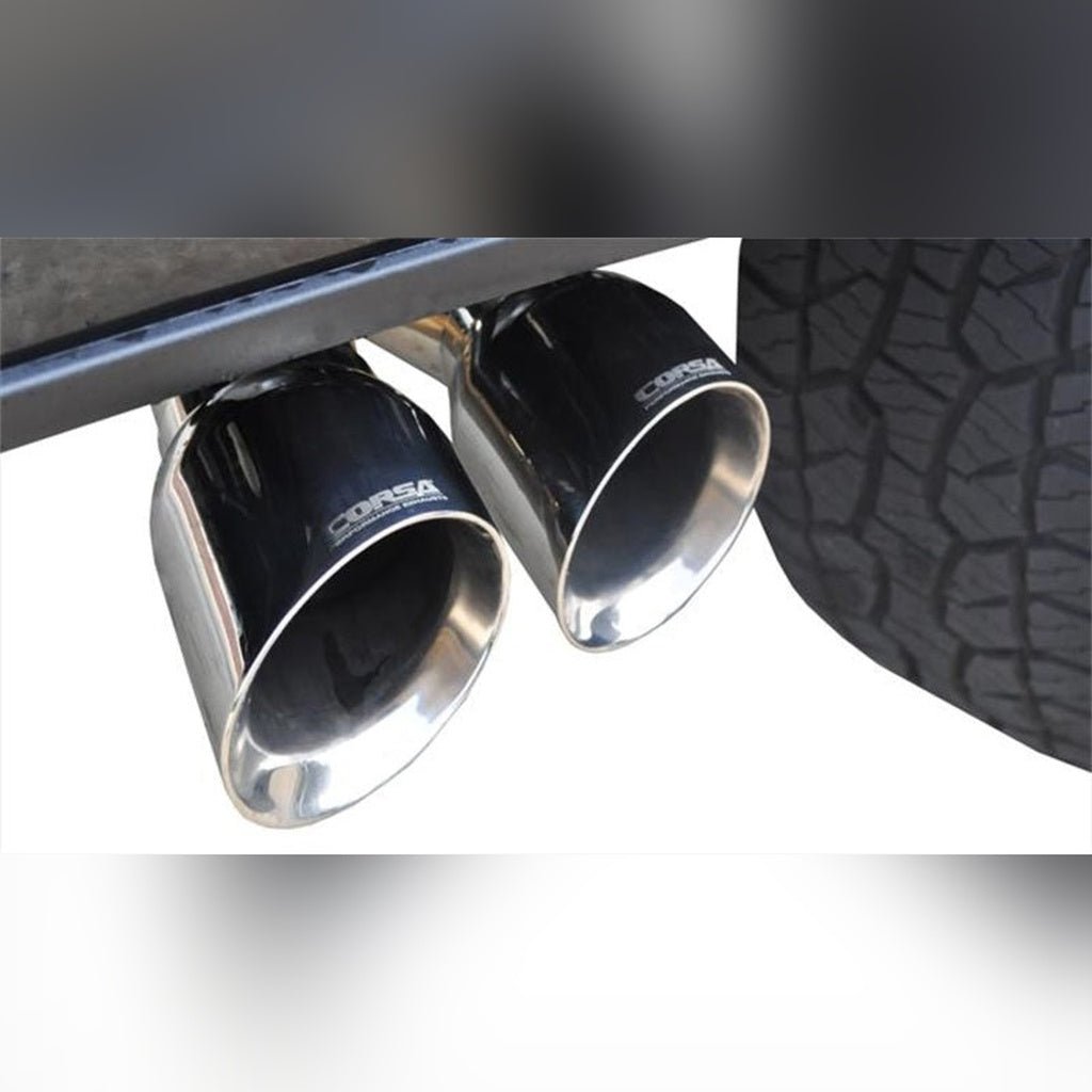 CORSA Sport Polished 4in Dual Tip Cat-Back Exhaust SuperCrew | 2015-2020 Ford F150 - Stateside Performance - Catback - CORSA Performance - CORSA Sport Polished 4in Dual Tip Cat-Back Exhaust SuperCrew | 2015-2020 Ford F150