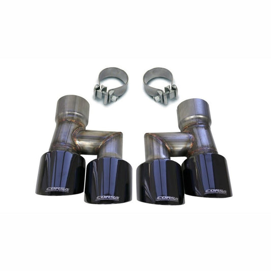 Corsa Twin 4in Black PVD Pro - Series Tip Kit | 2018 - 2023 Ford Mustang - Stateside Performance - Tips - CORSA Performance - Corsa Twin 4in Black PVD Pro - Series Tip Kit | 2018 - 2023 Ford Mustang