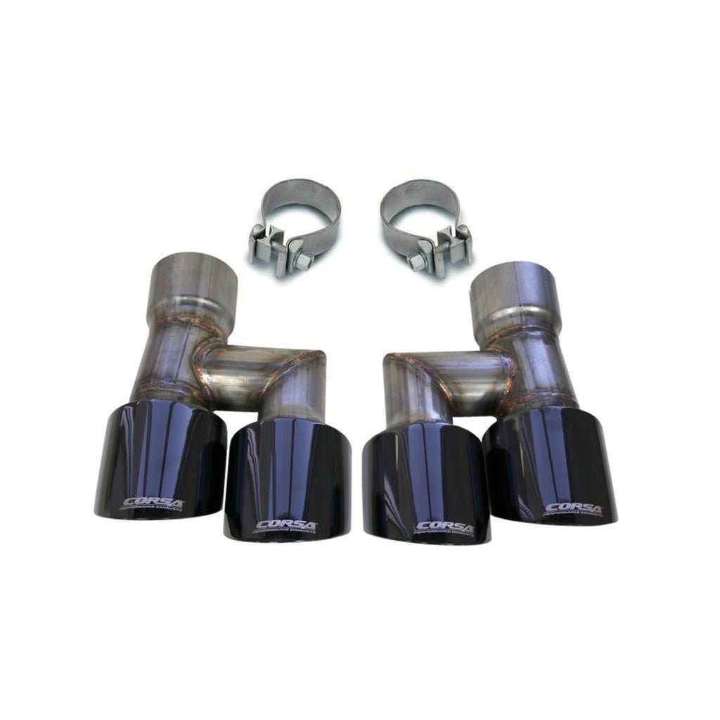 Corsa Twin 4in Black PVD Pro - Series Tip Kit | 2018 - 2023 Ford Mustang - Stateside Performance - Tips - CORSA Performance - Corsa Twin 4in Black PVD Pro - Series Tip Kit | 2018 - 2023 Ford Mustang