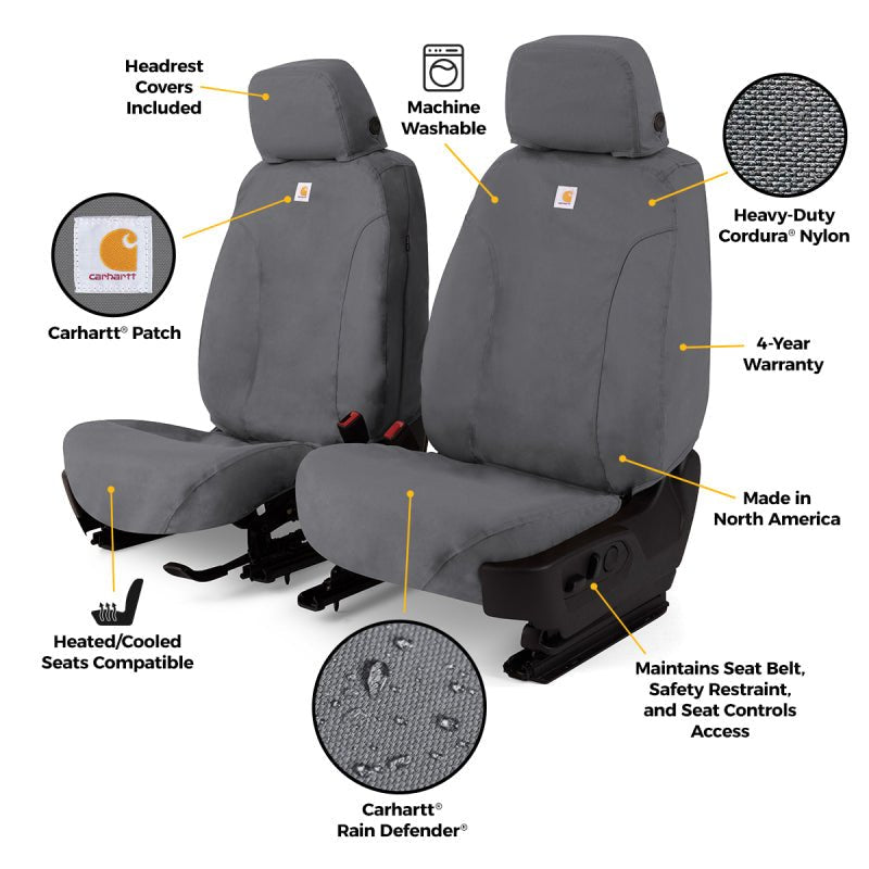Covercraft Carhartt Super Dux SeatSaver Custom Seat Cover - Second Row, Gravel | 2022-2025 Ford F150 Lightning - Stateside Performance - Seat Covers - Covercraft - Covercraft Carhartt Super Dux SeatSaver Custom Seat Cover - Second Row, Gravel | 2022-2025 Ford F150 Lightning