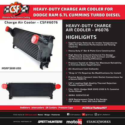 CSF Heavy Duty OEM Intercooler | 2013 - 2018 Ram 3500 - Stateside Performance - Intercoolers - CSF - CSF Heavy Duty OEM Intercooler | 2013 - 2018 Ram 3500