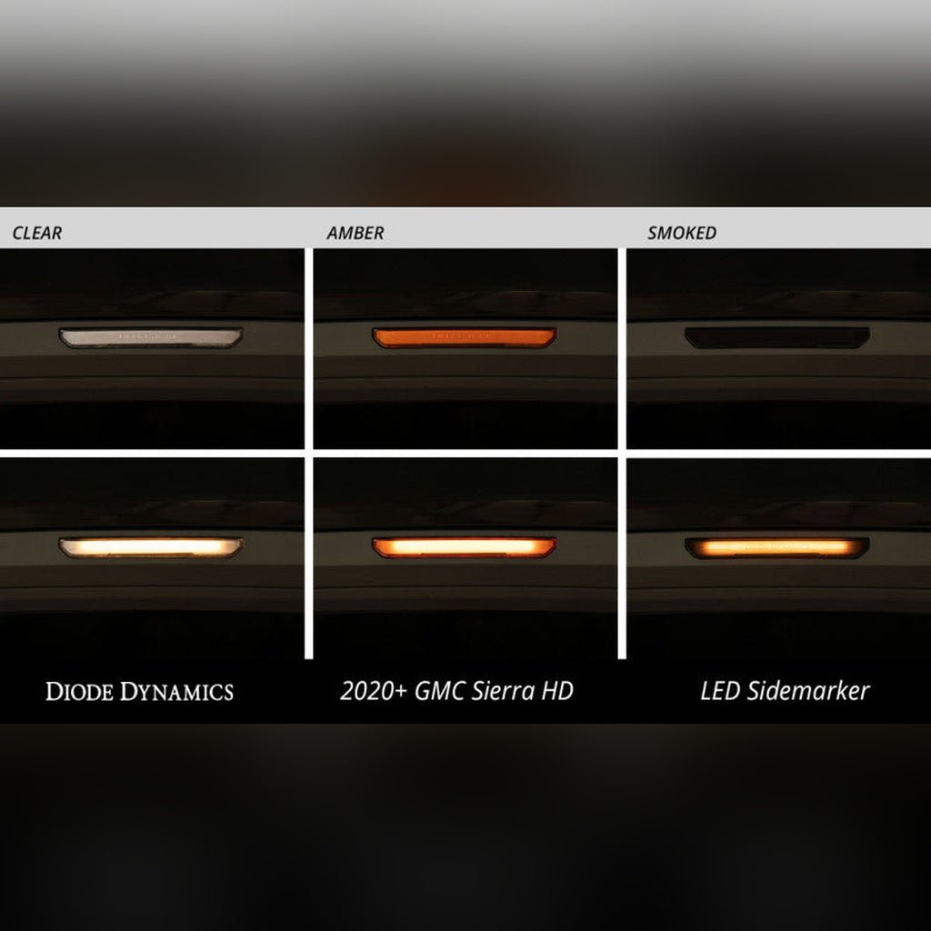 Diode Dynamics LED Sequential Sidemarkers - Smoked | 2020 - 2023 GMC Sierra 2500HD - Stateside Performance - Light Accessories and Wiring - Diode Dynamics - Diode Dynamics LED Sequential Sidemarkers - Smoked | 2020 - 2023 GMC Sierra 2500HD