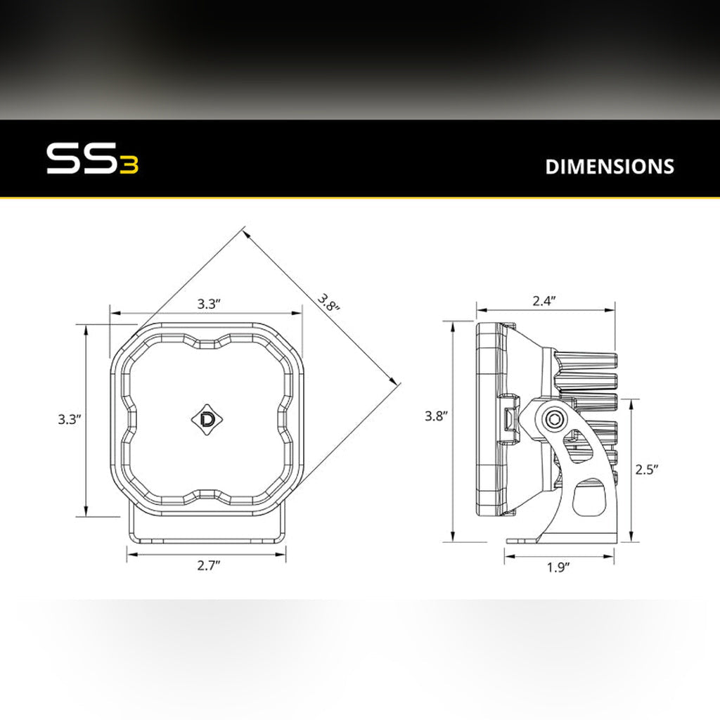 Diode Dynamics SS3 LED Ditch Light Kit - White Combo | 2022-2025 Ford Bronco Raptor - Stateside Performance - Light Bars & Cubes - Diode Dynamics - Diode Dynamics SS3 LED Ditch Light Kit - White Combo | 2022-2025 Ford Bronco Raptor