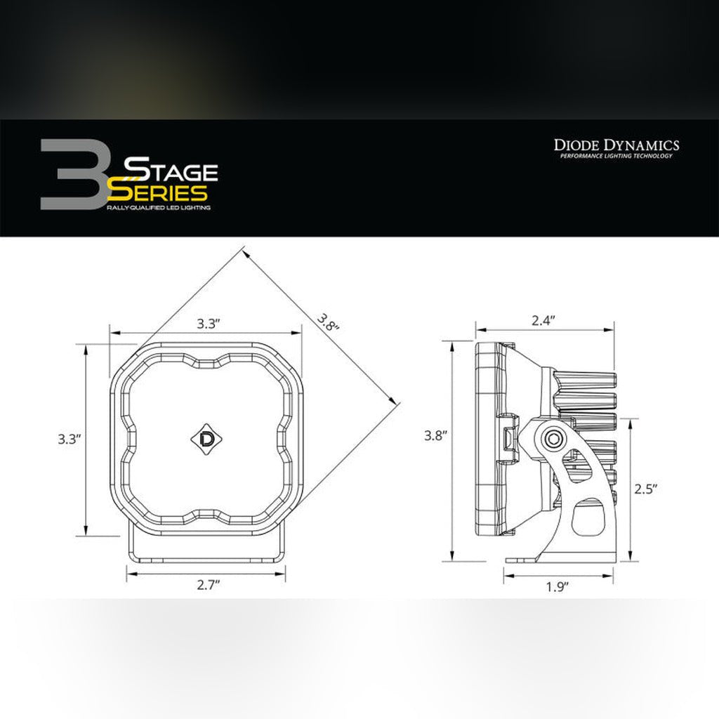 Diode Dynamics SS3 LED Ditch Light Kit - White Combo | 2022-2025 Ford Bronco Raptor - Stateside Performance - Light Bars & Cubes - Diode Dynamics - Diode Dynamics SS3 LED Ditch Light Kit - White Combo | 2022-2025 Ford Bronco Raptor