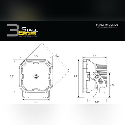 Diode Dynamics SS3 LED Ditch Light Kit - White Combo | 2022-2025 Ford Bronco Raptor - Stateside Performance - Light Bars & Cubes - Diode Dynamics - Diode Dynamics SS3 LED Ditch Light Kit - White Combo | 2022-2025 Ford Bronco Raptor