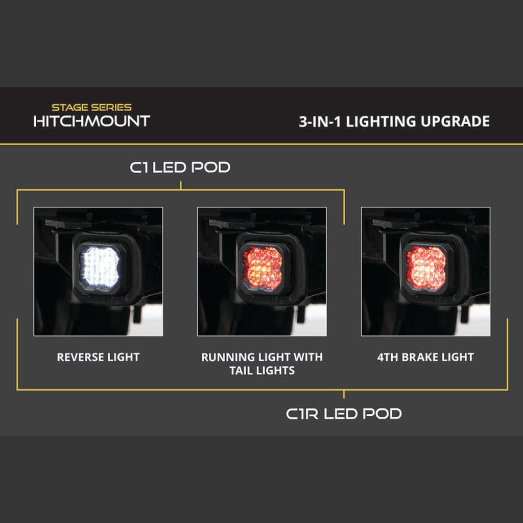 Diode Dynamics SSC1 Hitch Mount LED Pod Reverse Light Kit | 2022-2025 Ford Bronco Raptor - Stateside Performance - Light Bars & Cubes - Diode Dynamics - Diode Dynamics SSC1 Hitch Mount LED Pod Reverse Light Kit | 2022-2025 Ford Bronco Raptor