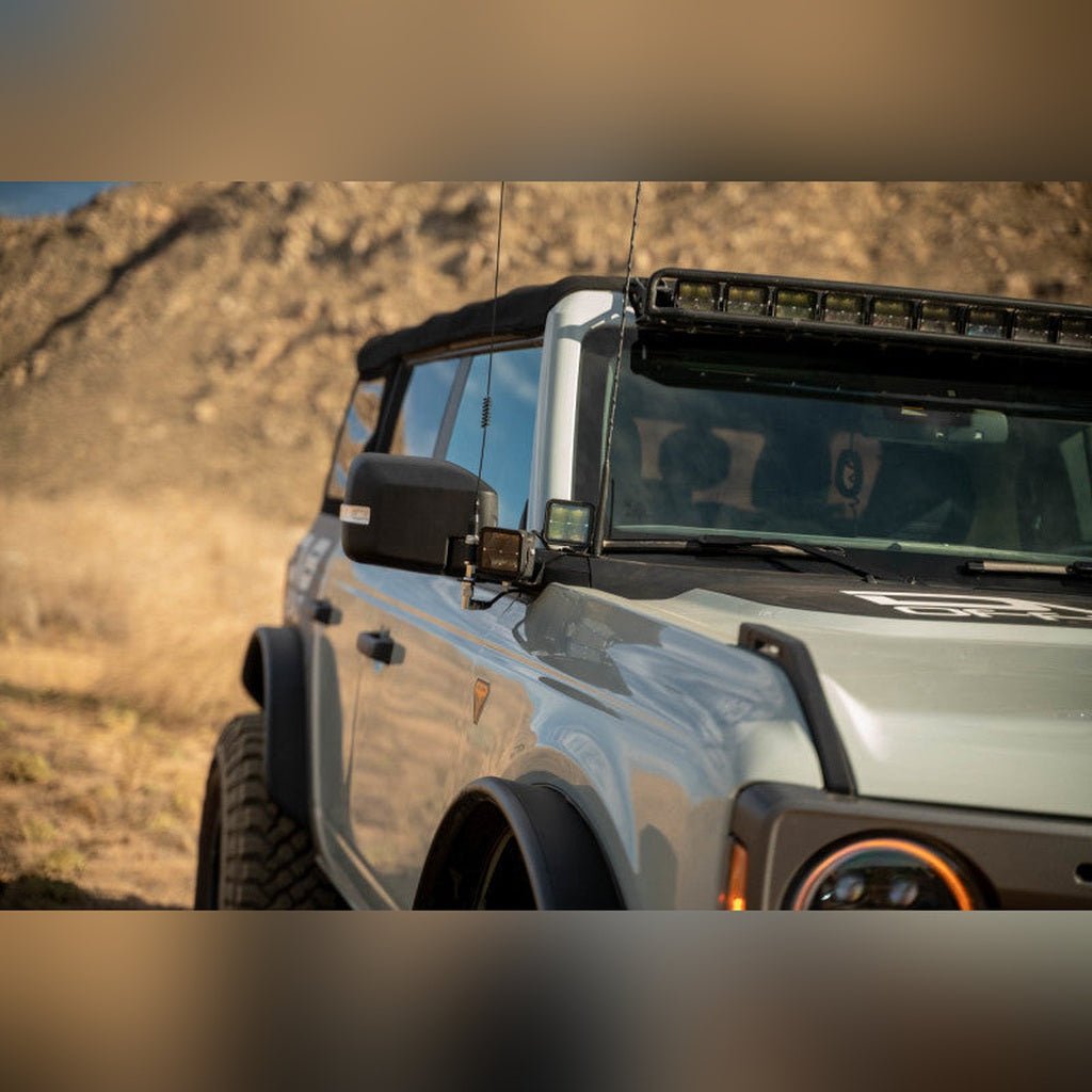 DV8 Offroad A - Pillar Dual Light Pod Drop Mounts | 2021 - 2026 Ford Bronco - Stateside Performance - Light Mounts - DV8 Offroad - DV8 Offroad A - Pillar Dual Light Pod Drop Mounts | 2021 - 2026 Ford Bronco