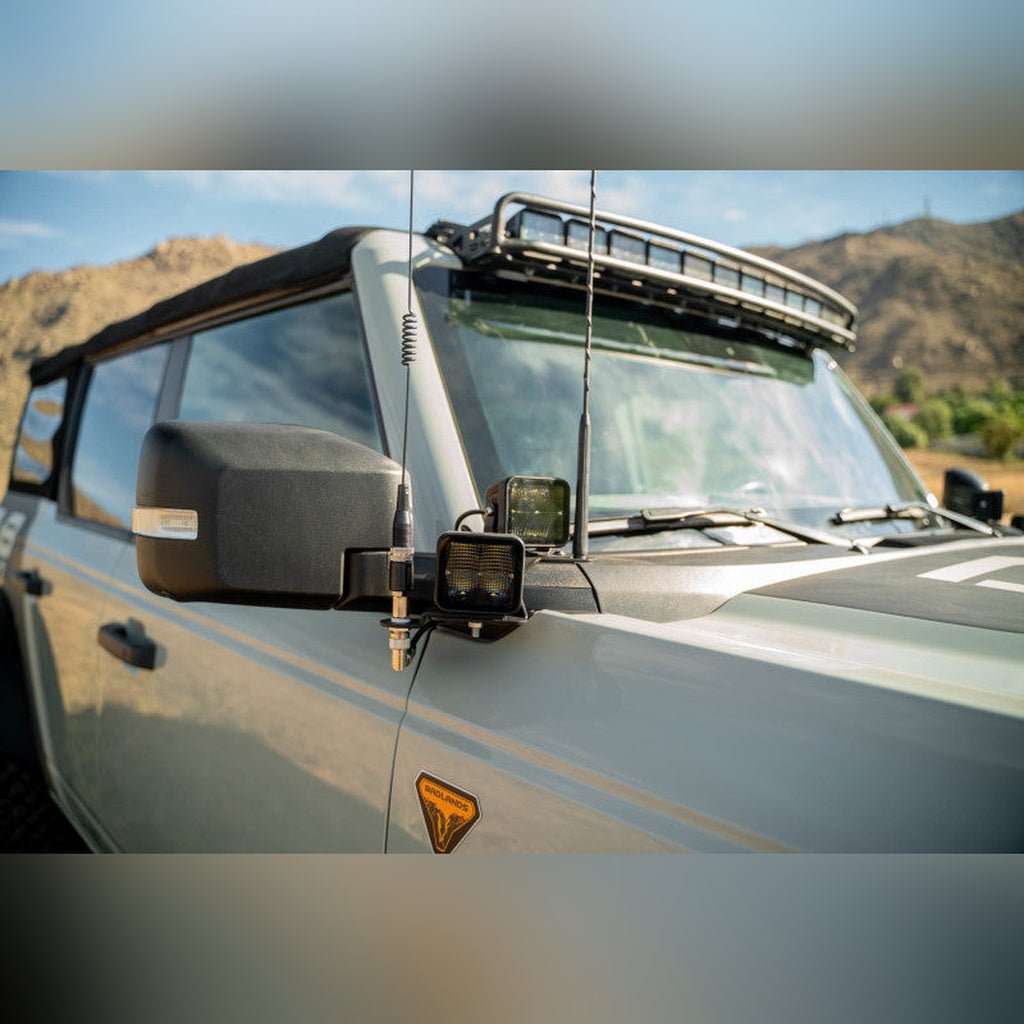 DV8 Offroad A - Pillar Dual Light Pod Drop Mounts | 2021 - 2026 Ford Bronco - Stateside Performance - Light Mounts - DV8 Offroad - DV8 Offroad A - Pillar Dual Light Pod Drop Mounts | 2021 - 2026 Ford Bronco