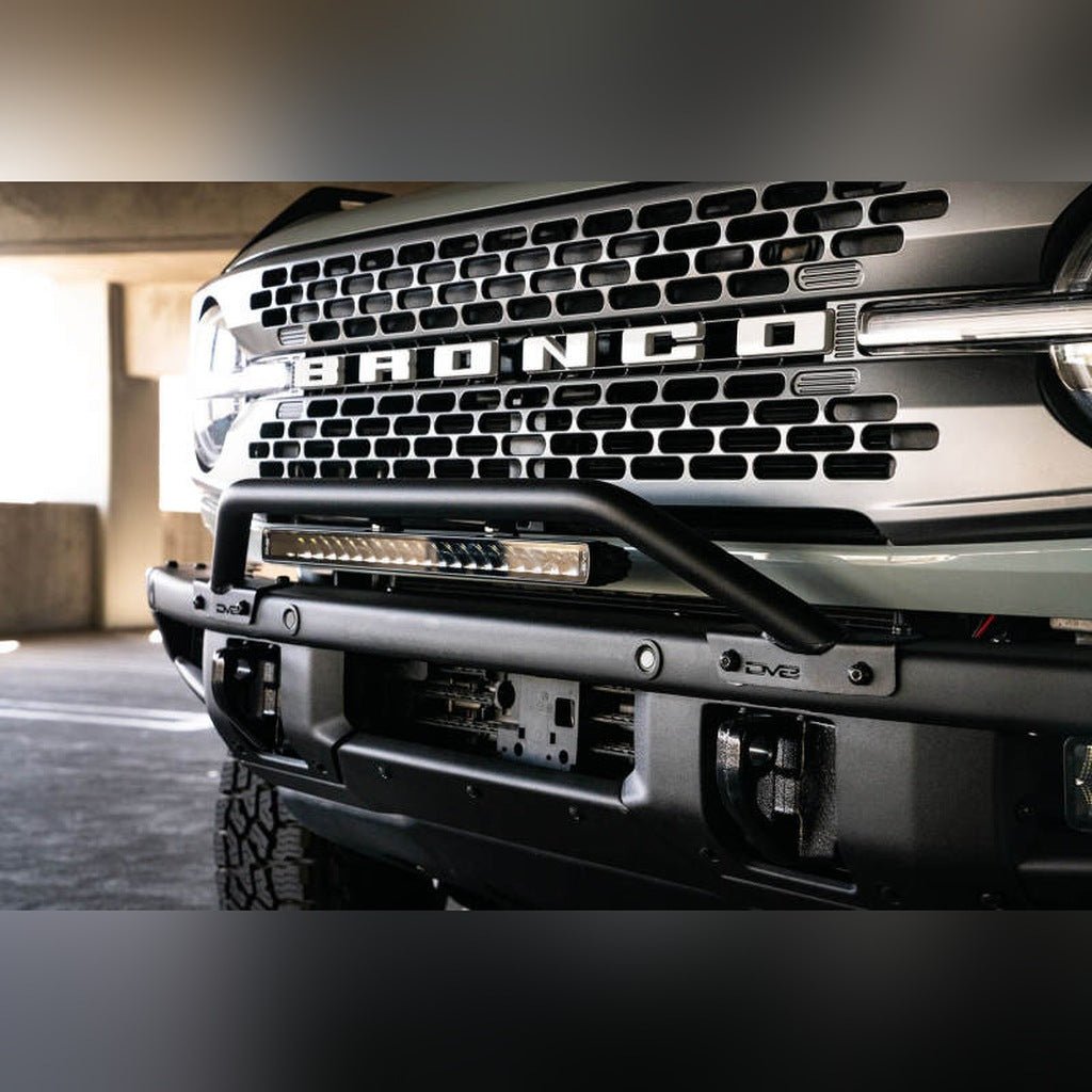 DV8 Offroad Factory Bumper Bull Bar - Black | 2021 - 2026 Ford Bronco - Stateside Performance - Light Mounts - DV8 Offroad - DV8 Offroad Factory Bumper Bull Bar - Black | 2021 - 2026 Ford Bronco