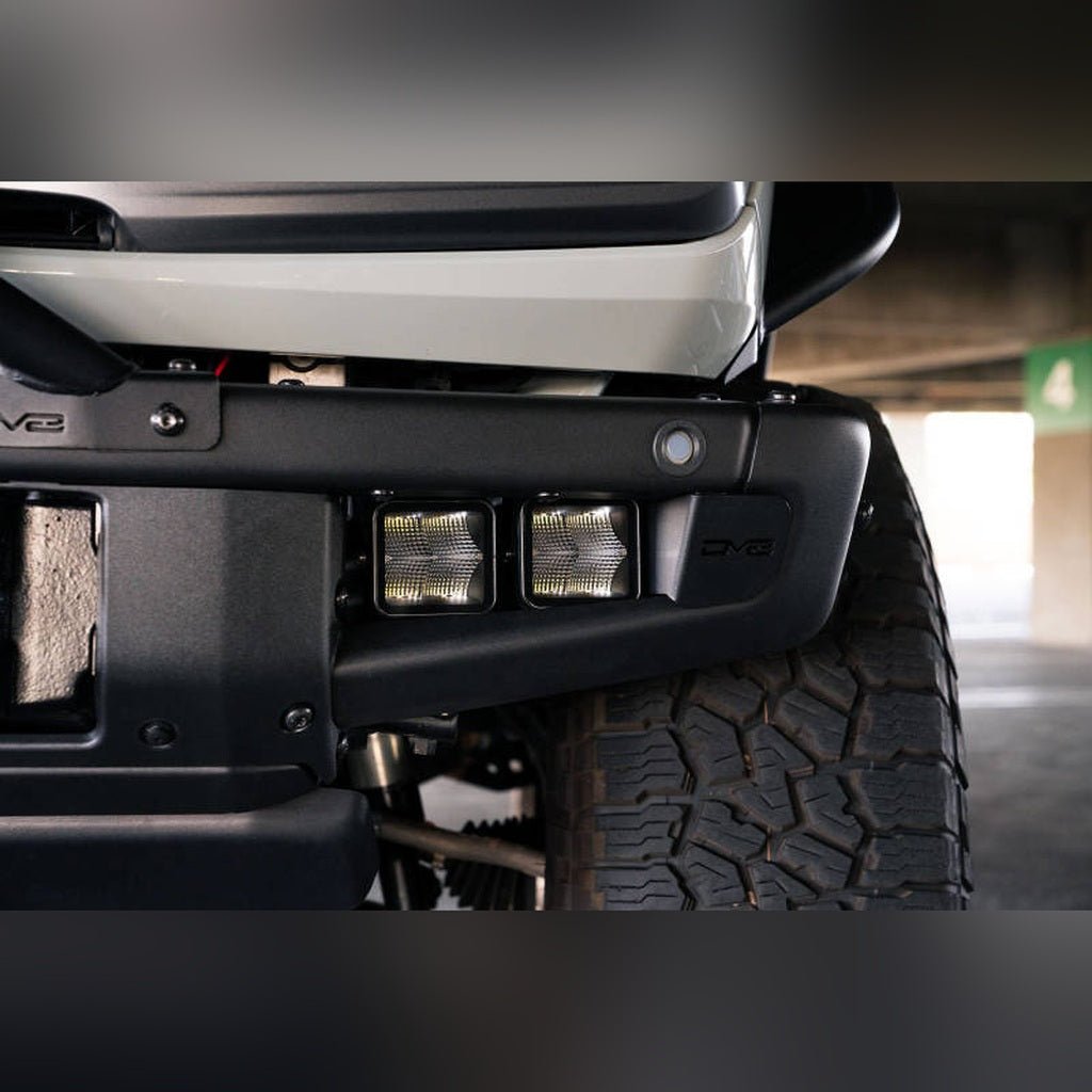 DV8 Offroad Factory Bumper Pocket Light Mount with 3in LED Pods | 2021 - 2026 Ford Bronco - Stateside Performance - Light Mounts - DV8 Offroad - DV8 Offroad Factory Bumper Pocket Light Mount with 3in LED Pods | 2021 - 2026 Ford Bronco