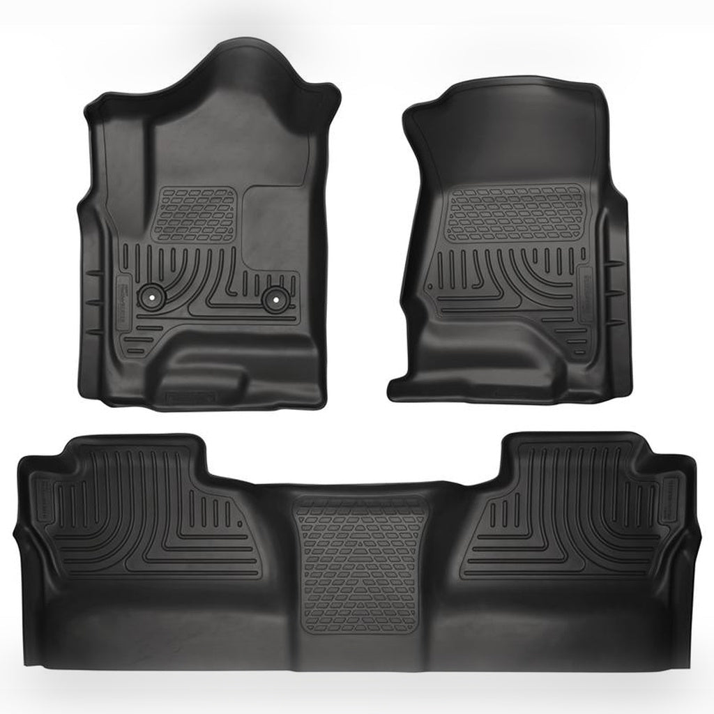 Husky Liners WeatherBeater Front & 2nd Row Floor Liners - Black | 2014 - 2018 Chevy Silverado 1500 - Stateside Performance - Floor Mats - Rubber - Husky Liners - Husky Liners WeatherBeater Front & 2nd Row Floor Liners - Black | 2014 - 2018 Chevy Silverado 1500