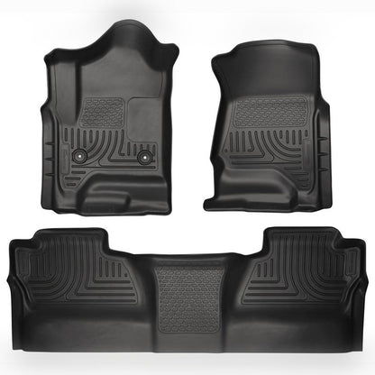 Husky Liners WeatherBeater Front & 2nd Seat Floor Liners - Black | 2015-2019 Chevy Silverado 2500HD - Stateside Performance - Floor Mats - Rubber - Husky Liners - Husky Liners WeatherBeater Front & 2nd Seat Floor Liners - Black | 2015-2019 Chevy Silverado 2500HD