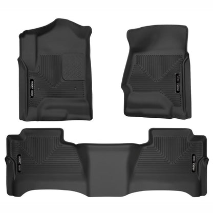 Husky Liners WeatherBeater Front & 2nd Seat Floor Liners - Black | 2015-2019 GMC Sierra 2500HD - Stateside Performance - Floor Mats - Rubber - Husky Liners - Husky Liners WeatherBeater Front & 2nd Seat Floor Liners - Black | 2015-2019 GMC Sierra 2500HD