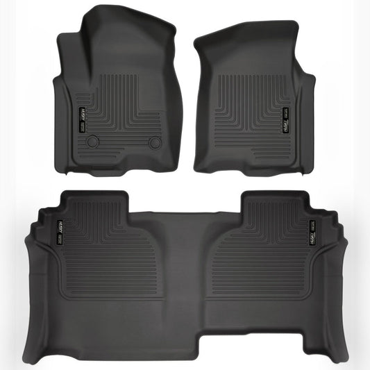 Husky Liners Weatherbeater Front & 2nd Seat Floor Liners - Black | 2020-2026 GMC Sierra 3500HD - Stateside Performance - Floor Mats - Rubber - Husky Liners - Husky Liners Weatherbeater Front & 2nd Seat Floor Liners - Black | 2020-2026 GMC Sierra 3500HD
