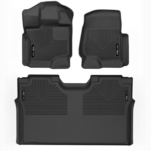 Husky Liners Weatherbeater Front & 2nd Seat Floor Liners - Black | 2021-2025 Ford F-150 - Stateside Performance - Floor Mats - Rubber - Husky Liners - Husky Liners Weatherbeater Front & 2nd Seat Floor Liners - Black | 2021-2025 Ford F-150