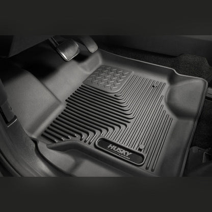 Husky Liners WeatherBeater Front Floor Liners - Black, Super/Super Crew Cab | 2022-2025 Ford F150 Lightning - Stateside Performance - Floor Mats - Rubber - Husky Liners - Husky Liners WeatherBeater Front Floor Liners - Black, Super/Super Crew Cab | 2022-2025 Ford F150 Lightning
