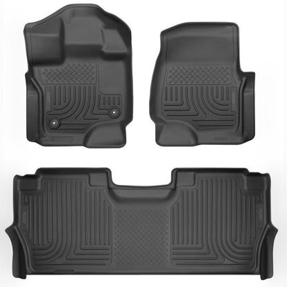 Husky Liners X - Act Contour Front & Second Row Floor Liners - Black | 2021 - 2025 Ford F150 - Stateside Performance - Floor Mats - Rubber - Husky Liners - Husky Liners X - Act Contour Front & Second Row Floor Liners - Black | 2021 - 2025 Ford F150