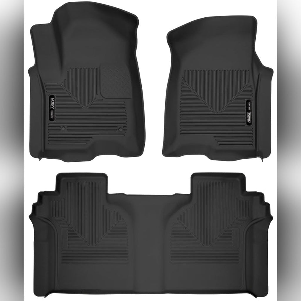 Husky Liners X-Act Contour Front & Second Seat Floor Liners | 2020-2026 GMC Sierra 3500HD - Stateside Performance - Floor Mats - Rubber - Husky Liners - Husky Liners X-Act Contour Front & Second Seat Floor Liners | 2020-2026 GMC Sierra 3500HD