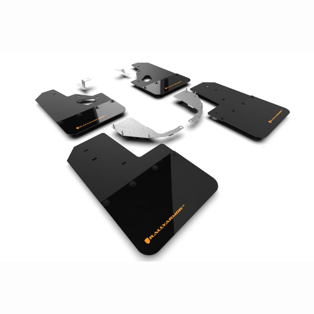 Rally Armor UR Mud Flaps - Black with Orange Logo | 2021 - 2025 Ford Bronco - Stateside Performance - Mud Flaps - Rally Armor - Rally Armor UR Mud Flaps - Black with Orange Logo | 2021 - 2025 Ford Bronco