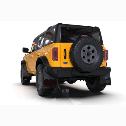 Rally Armor UR Mud Flaps - Black with Orange Logo | 2021 - 2025 Ford Bronco - Stateside Performance - Mud Flaps - Rally Armor - Rally Armor UR Mud Flaps - Black with Orange Logo | 2021 - 2025 Ford Bronco