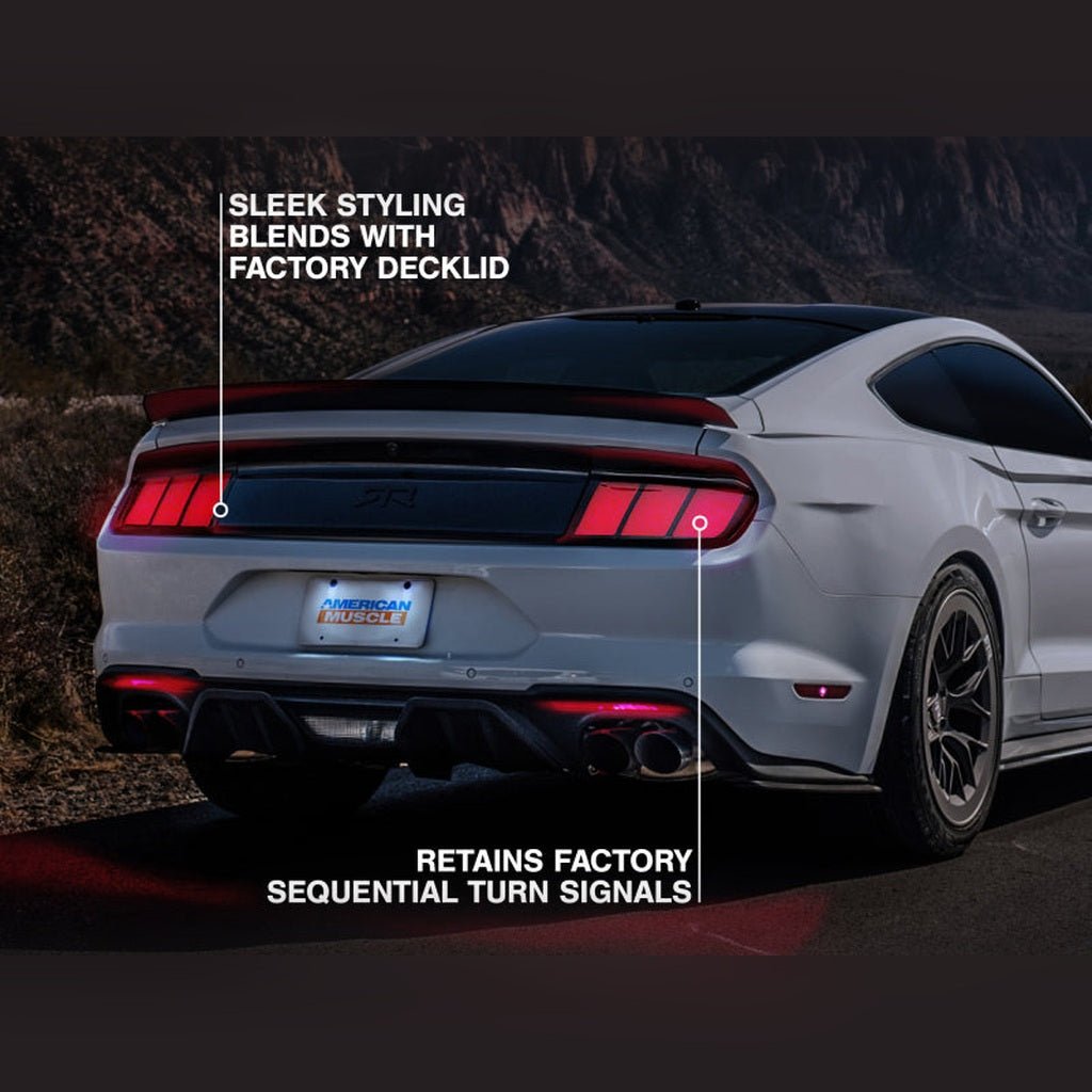 Raxiom Profile LED Tail Lights - Gloss Black Housing, Smoked Lens | 2018-2023 Ford Mustang - Stateside Performance - Tail Lights - Raxiom - Raxiom Profile LED Tail Lights - Gloss Black Housing, Smoked Lens | 2018-2023 Ford Mustang