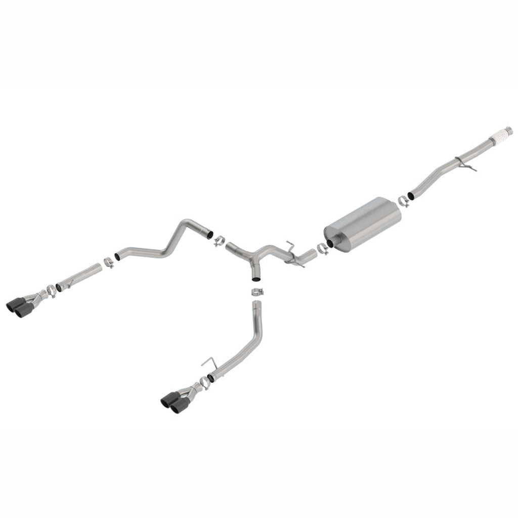 Borla Touring Cat-Back Exhaust System - Quad Black Chrome Round Tips | 2019-2025 GMC Sierra 1500