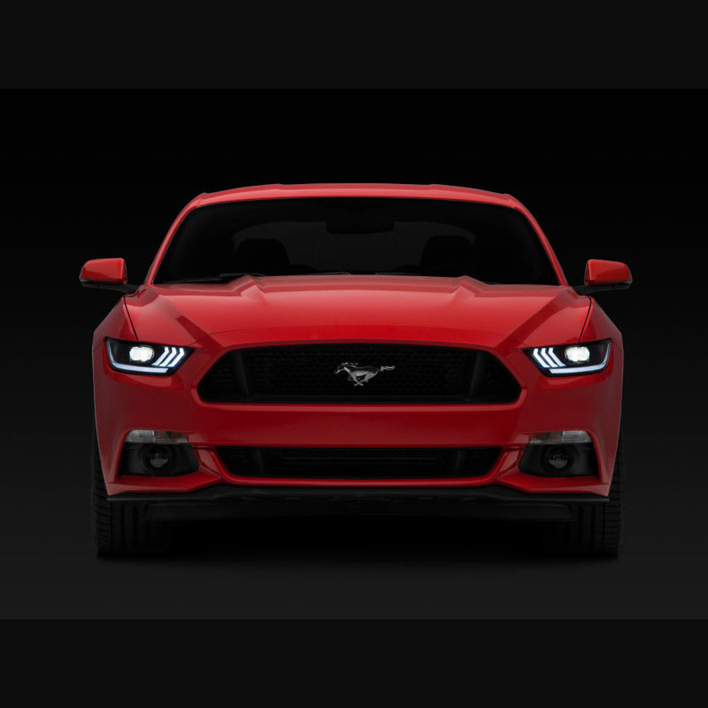 Raxiom Projector Headlights - Black Housing, Clear Lens, OEM HID Bulbs | 2018-2022 Ford Mustang