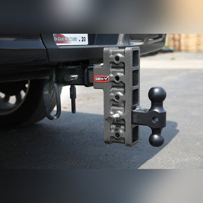 GEN-Y Mega Duty 2in Shank 7.5in Drop Adjustable Hitch with Dual-Ball Mount