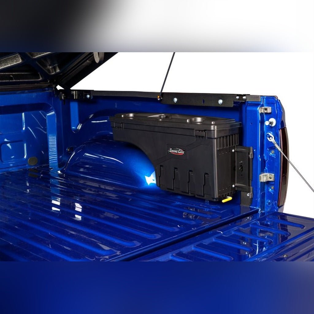 UnderCover Swing Case Driver Side Truck Bed Storage Box - Black Smooth | 2019-2026 GMC Sierra 1500 - Stateside Performance - Truck Boxes & Storage - Undercover - UnderCover Swing Case Driver Side Truck Bed Storage Box - Black Smooth | 2019-2026 GMC Sierra 1500