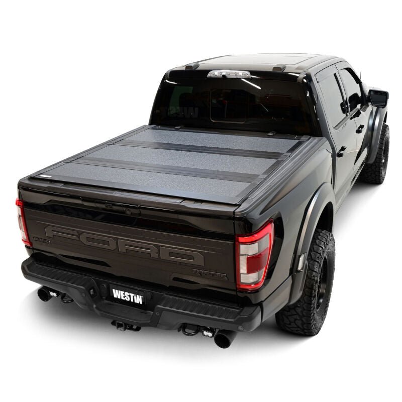 Westin 5ft 7in Hard Tri-Fold Tonneau Cover - Black | 2021-2026 Ford F150 - Stateside Performance - Tonneau Covers - Hard Fold - Westin - Westin 5ft 7in Hard Tri-Fold Tonneau Cover - Black | 2021-2026 Ford F150